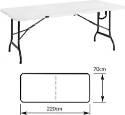 Casaria Tuintafel Opvouwbaar – Met Draaggreep 220x70 Cm – Wit -Campingwinkel 1200x1101 2