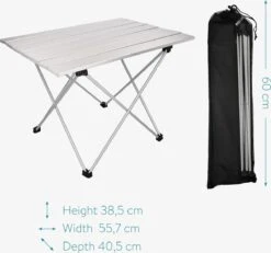 Navaris Campingtafel - Inklapbaar Campingtafeltje Van Aluminium - Opvouwbare Tafel Inclusief Draagtas - Picknicktafel - Zilver -Campingwinkel 1200x1120 1