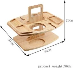 Merkloos Houten Outdoor Wijntafel Draagbare Houten Picknicktafel Mini Campingtafels Met Wijnglas Houder Voor Tuin Outdoor Camping Picknick Strand - Plataan Hout - Wijn -Campingwinkel 1200x1122