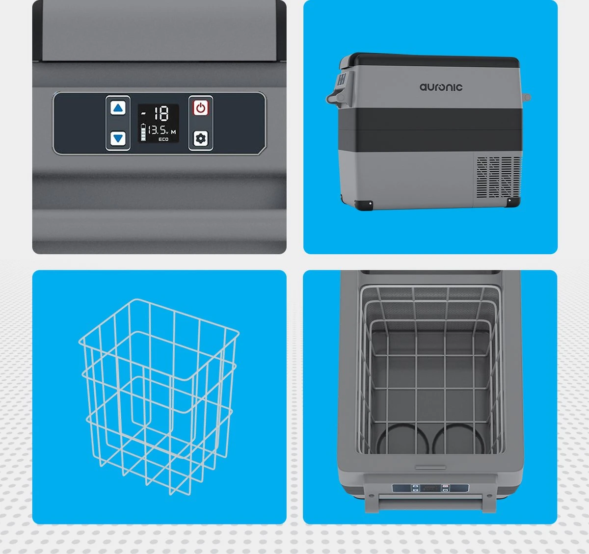 Auronic Elektrische Koelbox - 49.5L - Compressor - 12V En 240V - Grijs 9 Auronic Elektrische Koelbox - 49.5L - Compressor - 12V En 240V - Grijs - Afbeelding 9