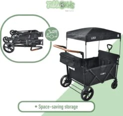 FableKids LEO X4Lite Opvouwbare Handkar Met Dak Onyx Zwart -Campingwinkel 1200x1131 8