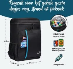 Sunflake Koelrugzak Groot - Lunchtas - Koeltas Backpack Voor Dames & Heren - Zwart -Campingwinkel 1200x1132 6