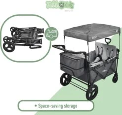 FableKids LEO X4Plus Opvouwbare Wagen Met Dak Fossil Grey -Campingwinkel 1200x1132 8