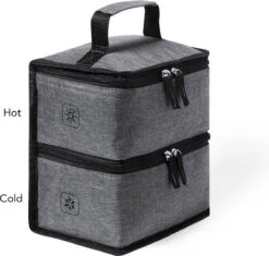 Merkloos Koeltas Met Dubbel Compartiment - Lunchtas - Koeltasje Lunch - Koelelementen - Koud - Warm - Isolatie - Volwassenen - Dames - Heren - 14 X 22 Cm - Polyester - RPET - Aluminium - Grijs -Campingwinkel 1200x1144 4