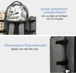 Kono Koeltas - Koelrugzak - Picknick - Picknicktas Met Flessenhouder - Koelrugtas Met Picknickkleed - Grijs (E6915 GY) 11 Kono Koeltas - Koelrugzak - Picknick - Picknicktas Met Flessenhouder - Koelrugtas Met Picknickkleed - Grijs (E6915 GY) -Campingwinkel 1200x1145 6