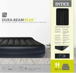 Intex Luchtbed - 2-Persoons - 152 X 203 X 42 Cm - Blauw - Met Pomp + Hoeslaken Wit + Reparatieset -Campingwinkel 1200x1150