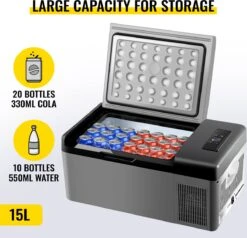 VEVOR - Coolbox - Koelbox 15L - Elektrische Coolbox - Draagbare Mini Koelkast - Draagbare Auto Vriezer 12/24Volt -Campingwinkel 1200x1155 17