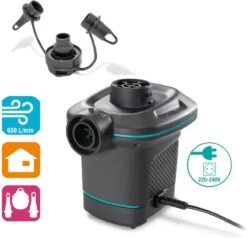 Intex Luchtbedset Intex Luchtbed - 1-Persoons - 76 X 191 X 25 Cm - Blauw + Intex Elektrische Pomp - 650 Liter/min + Hoeslaken Antraciet + Reparatieset -Campingwinkel 1200x1155 3