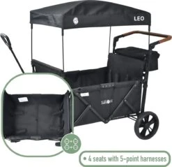 FableKids LEO X4Lite Opvouwbare Handkar Met Dak Onyx Zwart -Campingwinkel 1200x1163 6