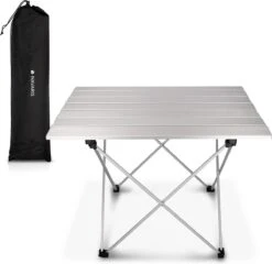 Navaris Campingtafel - Inklapbaar Campingtafeltje Van Aluminium - Opvouwbare Tafel Inclusief Draagtas - Picknicktafel - Zilver -Campingwinkel 1200x1164