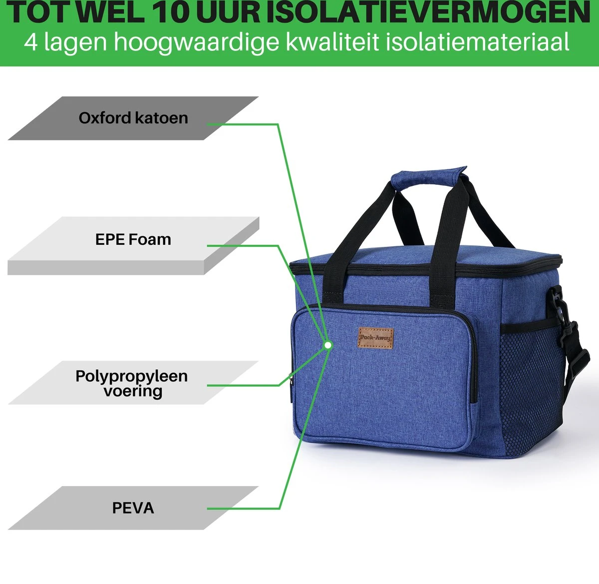 Packaway 4 Laags Geïsoleerde Koeltas - Lunchtas 15 Liter - Blauw 6 Packaway 4 Laags Geïsoleerde Koeltas - Lunchtas 15 Liter - Blauw - Afbeelding 6