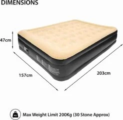 Merkloos Avenli 88030 Hoog Verhoogd Gevlokt Luchtbed | Queensize | Ingebouwde Pompen | Snelle En Gemakkelijke Inflatie -Campingwinkel 1200x1173