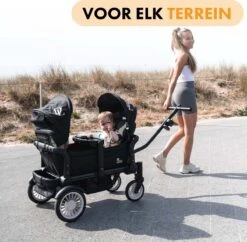 Deryan Luxe Sandy Bolderkar - Duo Buggy - Tandem Buggy - Opvouwbaar - Inklapbare Bolderwagen - Duo Kinderwagen - Zwart -Campingwinkel 1200x1176 13