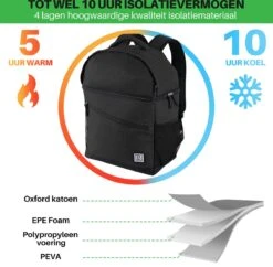 Brisby 4 Laags Geïsoleerde Koeltas Rugzak - 25 Liter - Met Handige Vakken Voor Bestek En Essentials - Waterafstotend Materiaal - Zwart -Campingwinkel 1200x1178 13