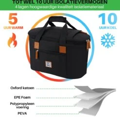 Brisby 4 Laags Geïsoleerde Koeltas - Boodschappentas 21 Liter - Zwart -Campingwinkel 1200x1178 24
