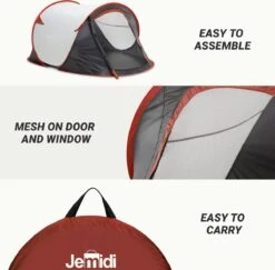 JEMIDI Tweepersoons Pop-up Tent - Opgooitent, Werptent Voor 2 Personen - Ideaal Als Festivaltent Of Kampeertent - Verschillende Kleuren -Campingwinkel 1200x1179