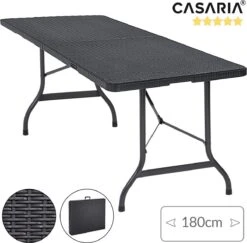 Casaria Tuintafel Opvouwbaar – Met Draaggreep 180x75 Cm – Zwart -Campingwinkel 1200x1180 3