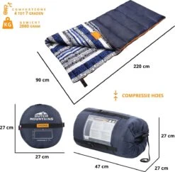 Dutch Mountains Slaapzak Goeree XL - Kussen 25x15cm - 220x90cm Katoenen Slaapzak - Tochtstrip -Campingwinkel 1200x1182 4