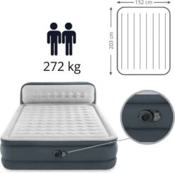 Intex 64448 - Queen Deluxe Ultra-Plush Zelfopblazend 2-persoons Luchtbed Met Hoofdboord (203x152x46cm) -Campingwinkel 1200x1183 1