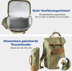 Cabinmax Koeltas - Koelrugzak - Picknick - Picknicktas Met Flessenhouder - Koelrugtas 24L - Olive Green 17 Cabinmax Koeltas - Koelrugzak - Picknick - Picknicktas Met Flessenhouder - Koelrugtas 24L - Olive Green -Campingwinkel 1200x1183 4