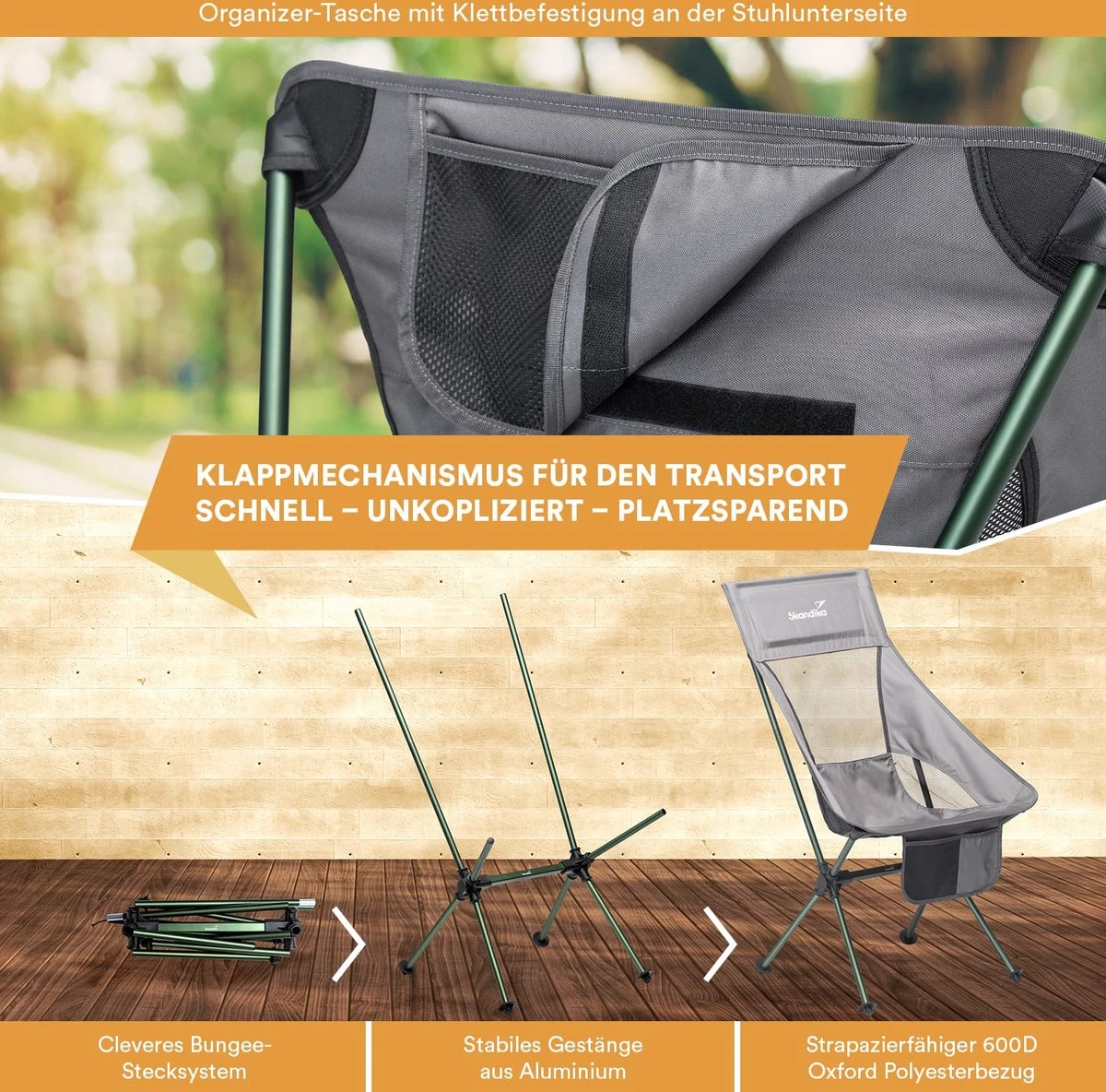 Skandika Campingstoel Compact SET – Campingstoelen – Campingstoel Tot 150 Kg Belastbaar - Kampeerstoel, Visstoel, Kleine Pakmaat, Opvouwbaar, Stabiel, Licht, Comfortabel Gepolsterd – Draagtas Meegeleverd – Vouwstoel – Kampeermeubelen – Grijs 4 Skandika Campingstoel Compact SET – Campingstoelen – Campingstoel Tot 150 Kg Belastbaar - Kampeerstoel, Visstoel, Kleine Pakmaat, Opvouwbaar, Stabiel, Licht, Comfortabel Gepolsterd – Draagtas Meegeleverd – Vouwstoel – Kampeermeubelen – Grijs - Afbeelding 4