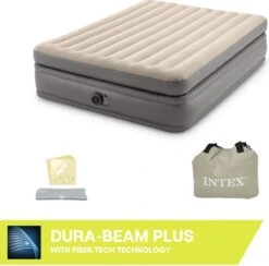 Intex Prime Comfort - Luchtbed - 2-Persoons - 152x203x51 Cm (BxLxH) - Grijs - Met Ingebouwde Motorpomp -Campingwinkel 1200x1184