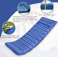 Hikr® Slaapmat 10cm+ Dikte - Comfortabel Luchtmatras - Zelfopblazend Met De Voet - TPU+40D Nylon - Slaapmatje Eenpersoons En Uit Te Breiden Tot Tweepersoons - Slaapmat Met Ingebouwde Pomp -Campingwinkel 1200x1186 1