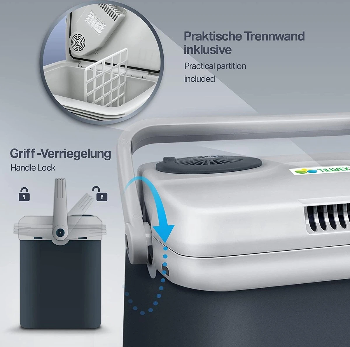 Tillvex- Koelbox, Coolbox, 32 Liter, Grijs 5 Tillvex- Koelbox, Coolbox, 32 Liter, Grijs - Afbeelding 5