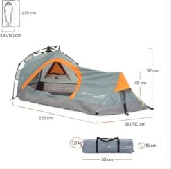 Where Tomorrow Solo Tent Pop Up 225X100X57 Cm - Grijs - 1 Persoons -Campingwinkel 1200x1190 8