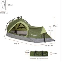 Where Tomorrow Solo Tent 225X100X57 Cm - Groen - 1 Persoons -Campingwinkel 1200x1190 9