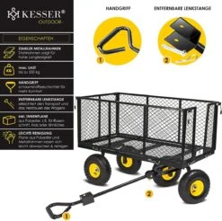 Exxen KESSER® Bolderkar, 550 Kg Belastbaar, Tuinwagen, Transportwagen, Tuinwagen, Uitneembaar Zeil, Gereedschapswagen, Handwagen, Veelzijdig Inzetbaar, Zwart -Campingwinkel 1200x1194 6