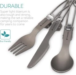 Navaris Campingbestek Van Titanium - Set Met Vork, Mes En Lepel - Inklapbaar - Bestekset Voor Onderweg - Inclusief Karabijnhaak En Bewaarzakje -Campingwinkel 1200x1195 11