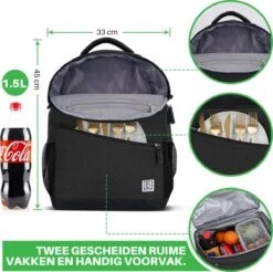 Brisby 4 Laags Geïsoleerde Koeltas Rugzak - 25 Liter - Met Handige Vakken Voor Bestek En Essentials - Waterafstotend Materiaal - Zwart -Campingwinkel 1200x1196 27