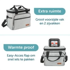ForDig Koeltas L Grijs (15 Liter) - Gemaakt Van 600D Polyester Met PEVA-Voering - Ruimte Voor 20 Blikjes Of 10 Halve Liter Flessen - Opvouwbaar Koel Tas Met Easy-Acces Flap - Ruimte Voor Bestek - Picknick Cool Bag - Coolerbag - Grote Cooler -Campingwinkel 1200x1200 1105
