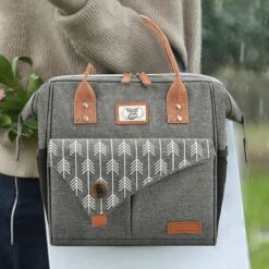 HN® Lunchtas Grijs Pijlen, Geïsoleerde Koeltas, Lekvrij, Extra Grote Opening Voor De Lunch Box, 25×16,5×26cm Design Heren En Dames -Campingwinkel 1200x1200 1161