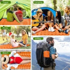 LVNRIDS Isomat, Zelfopblazend, Ultralicht, Luchtmatras, Camping, Zelfopblaasbaar, Opblaasbaar Matras, 3,9 Inch Dik, Met Voetperspomp En Kussen, Voor Camping, Reizen, Outdoor, Wandelen, Strand, Oranje -Campingwinkel 1200x1200 128