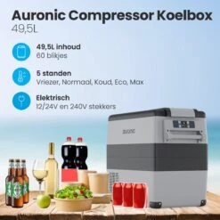Auronic Elektrische Koelbox - 49.5L - Compressor - 12V En 240V - Grijs 11 Auronic Elektrische Koelbox - 49.5L - Compressor - 12V En 240V - Grijs -Campingwinkel 1200x1200 1316