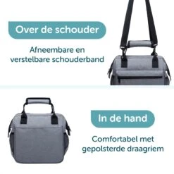 ForDig Lunchtas Grijs - Koeltas Gemaakt Van 600D Polyester Met PEVA-Voering - Ruimte Voor Lunchtrommel / Snacks / Blikjes - Koel Tas Met Mesh Opbergruimtes En Ruimte Voor Bestek - Lunch Tas Cool Bag - Coolerbag - Kleine Cooler -Campingwinkel 1200x1200 1330