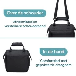 ForDig Lunchtas Zwart - Koeltas Gemaakt Van 600D Polyester Met PEVA-Voering - Ruimte Voor Lunchtrommel / Snacks / Blikjes - Koel Tas Met Mesh Opbergruimtes En Ruimte Voor Bestek - Lunch Tas Cool Bag - Coolerbag - Kleine Cooler -Campingwinkel 1200x1200 1383