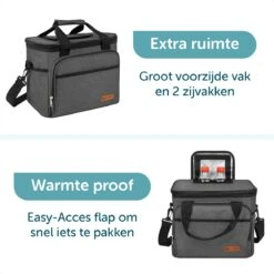 ForDig Koeltas L Zwart (15 Liter) - Gemaakt Van 600D Polyester Met PEVA-Voering - Ruimte Voor 20 Blikjes Of 10 Halve Liter Flessen - Opvouwbaar Koel Tas Met Easy-Acces Flap - Ruimte Voor Bestek - Picknick Cool Bag - Coolerbag - Grote Cooler -Campingwinkel 1200x1200 1399