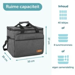 ForDig Koeltas XL Zwart (30 Liter) - Gemaakt Van 600D Polyester Met PEVA-Voering - Ruimte Voor 40 Blikjes Of 20 Halve Liter Flessen - Opvouwbaar Koel Tas Met Easy-Acces Flap - Ruimte Voor Bestek - Picknick Cool Bag - Coolerbag - Grote Cooler -Campingwinkel 1200x1200 1436