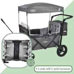 FableKids LEO X4Plus Opvouwbare Wagen Met Dak Fossil Grey -Campingwinkel 1200x1200 1631