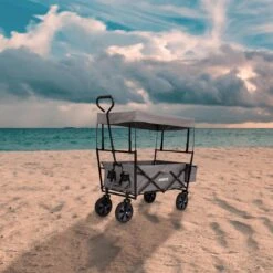 AREBOS Handwagen Vouwbare Dak Handwagen Vouwbare Trolley Uitrustingswagen Grijs -Campingwinkel 1200x1200 1661