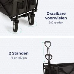 LifeGoods Bolderkar - Opvouwbaar - Draaibare Wielen - 2 Standen - 70KG Draagkracht - Grijs -Campingwinkel 1200x1200 1667