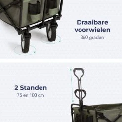LifeGoods Bolderkar - Opvouwbaar - Draaibare Wielen - 2 Standen - 70KG Draagkracht - Groen -Campingwinkel 1200x1200 1679