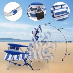 Naqsh Store Strandstoel Met Hoofdkussen, Aluminium, Draagbare Vouwstoel, Campingstoel, Opvouwbaar En Verstelbaar, Zoals Een Rugzak Draagbaar, Buitenstoel, Blauw En Wit Gestreept GCB62BU -Campingwinkel 1200x1200 169