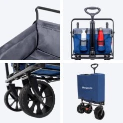LifeGoods Bolderkar - Opvouwbaar - Tot 120KG - 103L - Extra Draagtas En Duwstang - Wasbaar Polyester - 98x45cm - Blauw/Grijs -Campingwinkel 1200x1200 1692