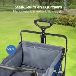LifeGoods Bolderkar - Opvouwbaar - Tot 120KG - 103L - Extra Draagtas En Duwstang - Wasbaar Polyester - 98x45cm - Blauw/Grijs -Campingwinkel 1200x1200 1693