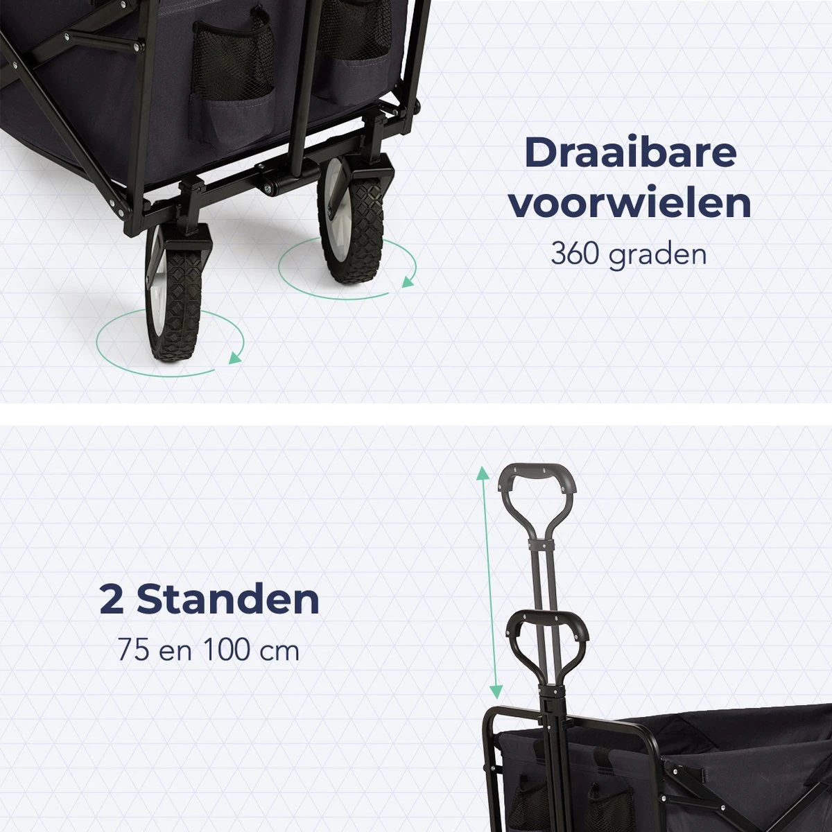 LifeGoods Bolderkar - Opvouwbaar - Draaibare Wielen - 2 Standen - 70KG Draagkracht - Zwart 4 LifeGoods Bolderkar - Opvouwbaar - Draaibare Wielen - 2 Standen - 70KG Draagkracht - Zwart - Afbeelding 4