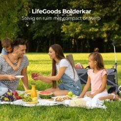 LifeGoods Bolderkar - Opvouwbaar - Tot 80KG - 94L - Wasbaar Polyester - 98x45cm - Zwart/Grijs -Campingwinkel 1200x1200 1726